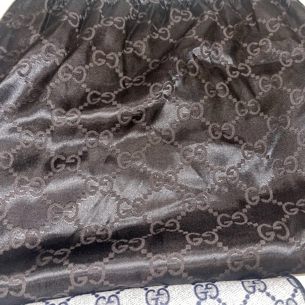 Vintage Gucci GG Monogram Navy-blue Clutch Purse W/ Dust Bag - Picture 8 of 9